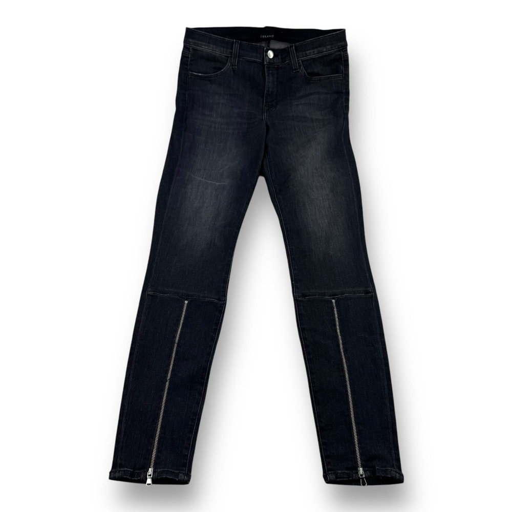 J Brand Mid Rise Super Skinny Cotton Elastane Women's Jeans Black Heath‎ 29x30